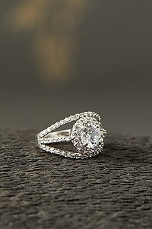 White Finish Ring In Sterling Silver