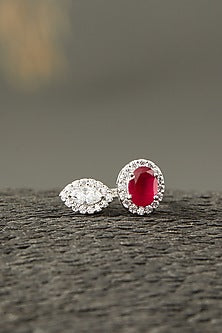 White Finish Ruby Ring In Sterling Silver