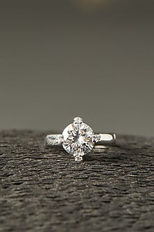 White Finish Ring In Sterling Silver
