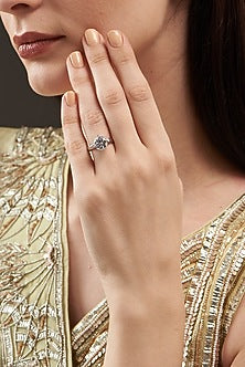 White Finish Ring In Sterling Silver