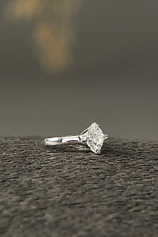 White Finish Ring In Sterling Silver