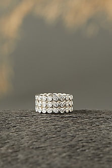 White Finish Ring In Sterling Silver With Zircon