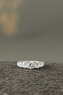 White Finish Eternity Band In Sterling Silver With Zircon