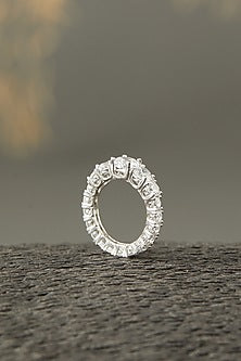 White Finish Eternity Band In Sterling Silver With Zircon