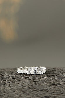 White Finish Eternity Band In Sterling Silver With Zircon