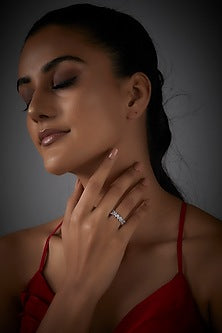 White Finish Swarovski Ring In Sterling Silver