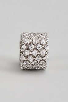 White Finish Swarovski Ring In Sterling Silver