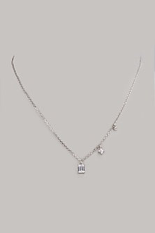 White Finish Swarovski Pendant Necklace In Sterling Silver