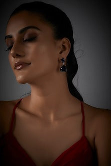 White Finish Synthetic Sapphire Stone Dangler Earrings In Sterling Silver
