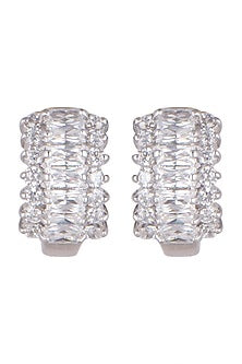 White Finish Silver Bali Earrings In Sterling Silver