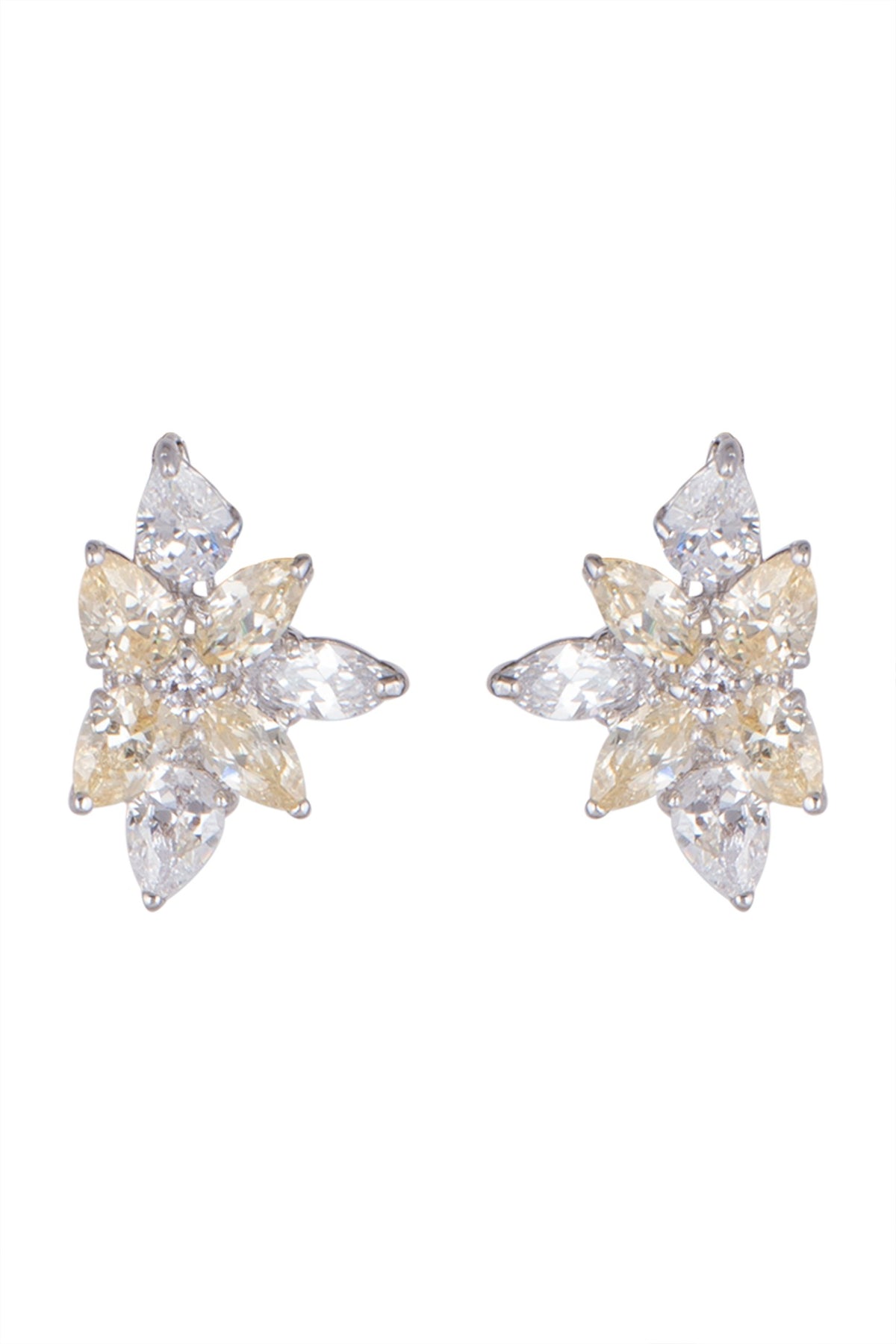 White Finish Yellow Sapphire Earrings In Sterling Silver