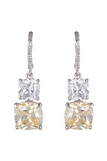 White Finish Sapphire Bali Earrings In Sterling Silver