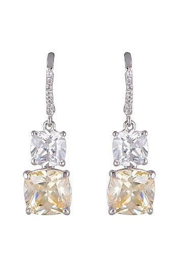 White Finish Sapphire Bali Earrings In Sterling Silver