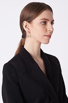 White Finish Sapphire Bali Earrings In Sterling Silver