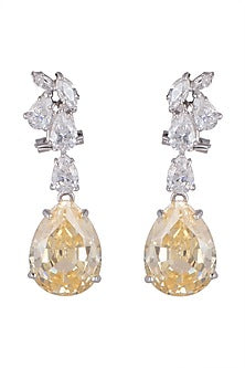 White Finish Zircon Earrings In Sterling Silver