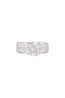 White Finish Zircon Ring In Sterling Silver