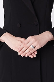 White Finish Zircon Ring In Sterling Silver