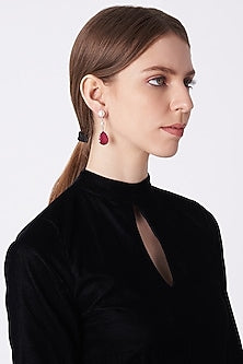 White Finish Long Earrings In Sterling Silver