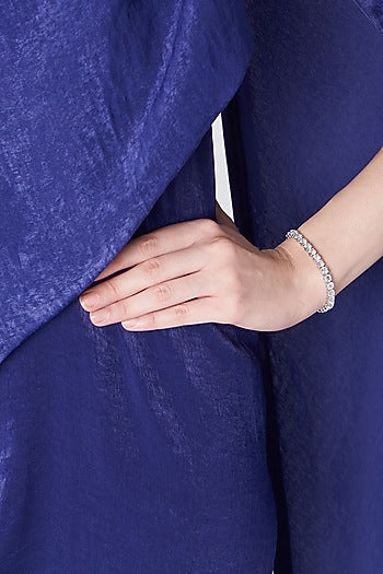 White Finish Tennis Bracelet With Zircons In Sterling Silver