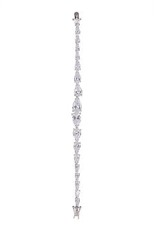 White Finish Pear Shaped Tennis Bracelet In Sterling Silver