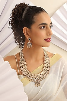 Gold Finish Handcrafted Temple Long Necklace Set