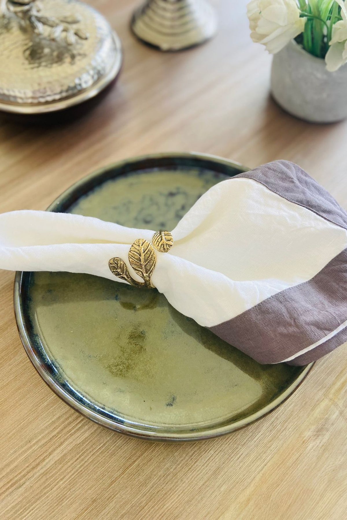 Brass Stainless Steel Napkin Rings (Set of 4)