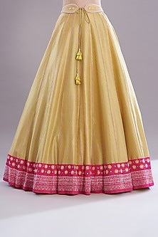 Spring Green Silk Embroidered & Printed Lehenga Set