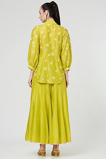 Spring Green Silk Sharara Set