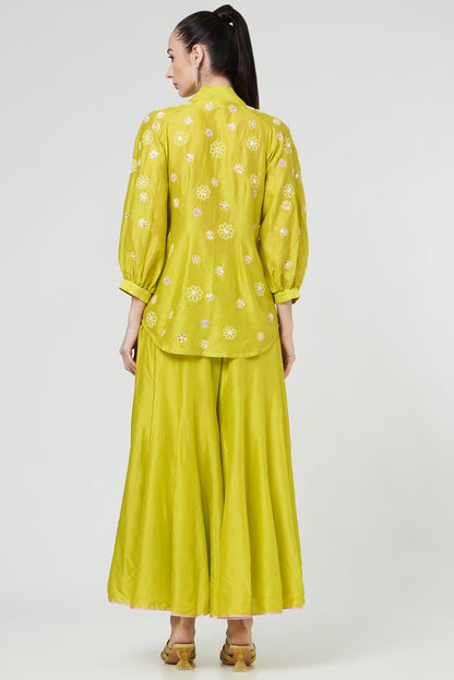Spring Green Silk Sharara Set