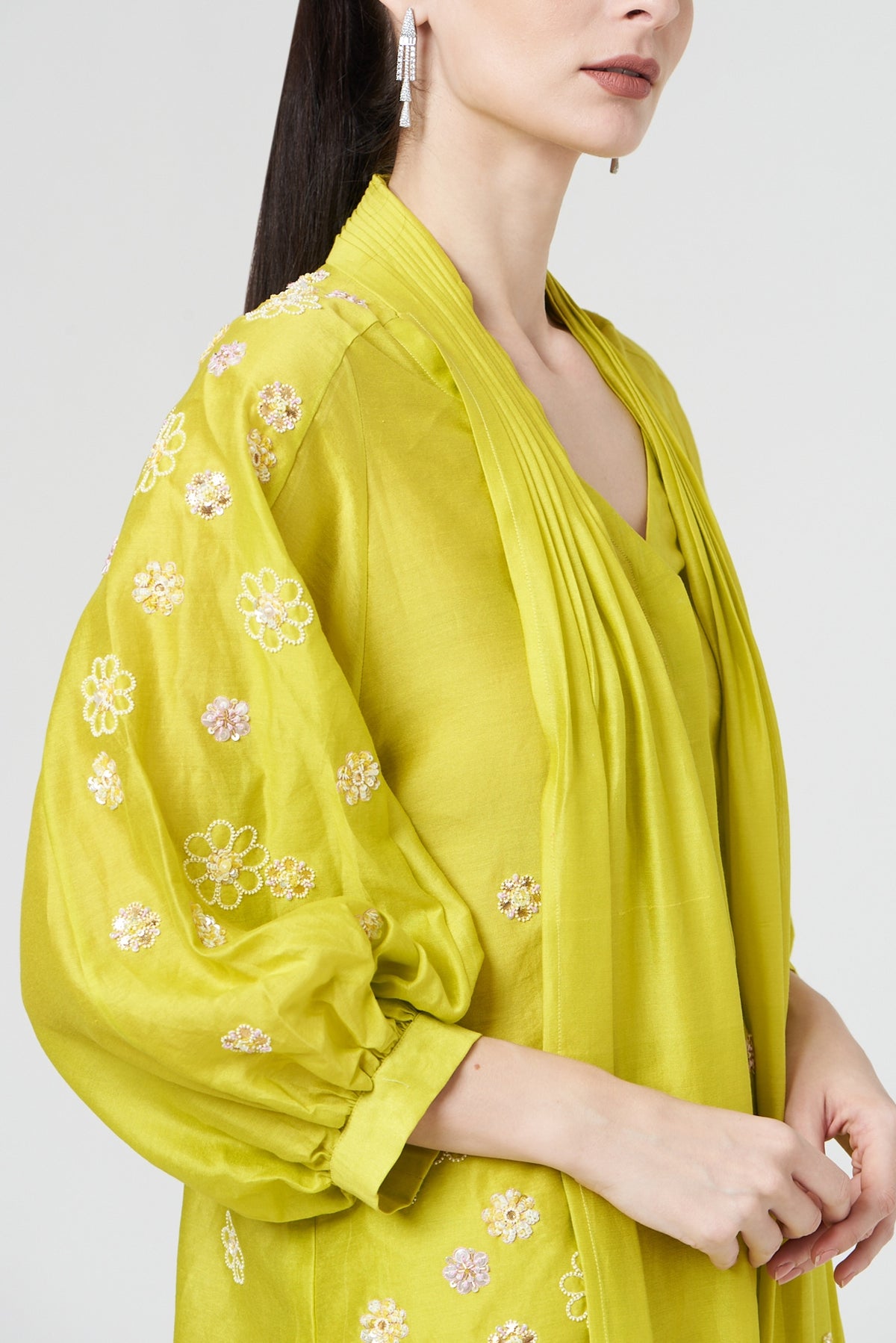 Spring Green Silk Sharara Set