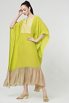 Spring Green Embroidered Kaftan