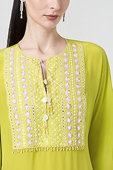 Spring Green Embroidered Kaftan
