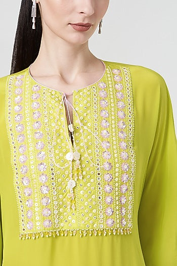 Spring Green Embroidered Kaftan
