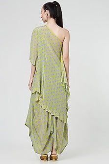 Spring Green Printed Dhoti Set