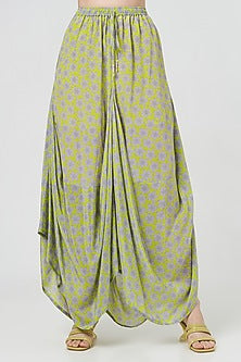 Spring Green Printed Dhoti Set