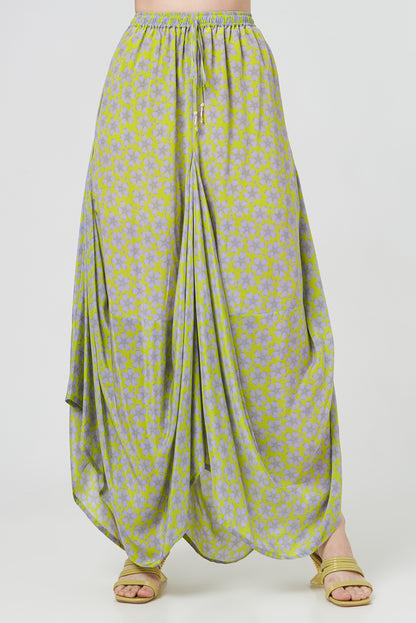 Spring Green Printed Dhoti Set