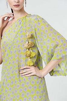 Spring Green Printed Dhoti Set