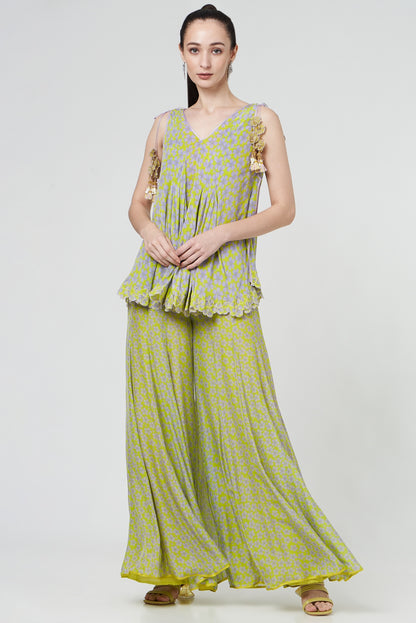 Spring Green Printed Sharara Set