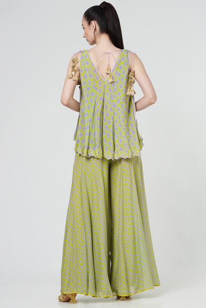 Spring Green Printed Sharara Set