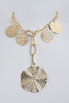 Gold Finish Metal Motifs Necklace