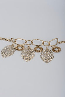 Gold Finish Metal Motifs Necklace