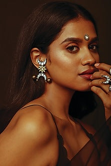 Gold & Silver Hand Embroidered Mini Stud Earrings
