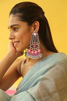 Multi-Colored Kodi Shell Embroidered Dangler Earrings
