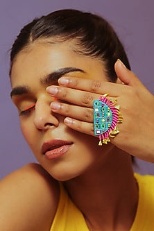 Turquoise Beaded Embroidered Ring