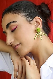 Green Avant Garde Stud Earrings