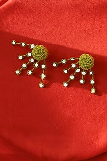 Green Avant Garde Stud Earrings