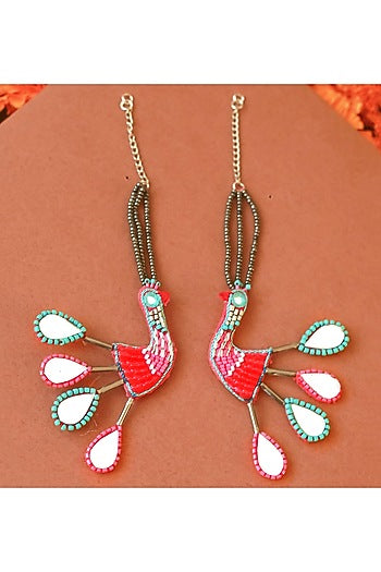 Multi-Colored Embroidered Dangler Earrings