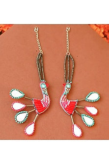 Multi-Colored Embroidered Dangler Earrings