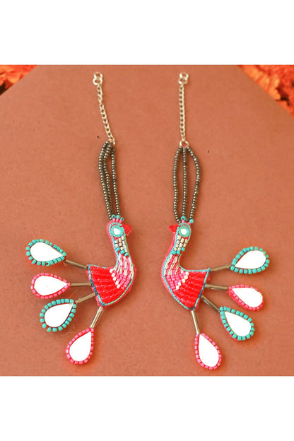 Multi-Colored Embroidered Dangler Earrings