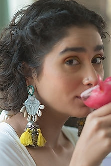 Multi-Colored Embroidered Jhumka Earrings